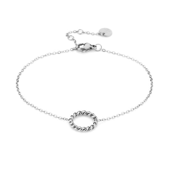 Jomide Sieradenset Armband/Ring - Cirkel Open - Zilverkleurig