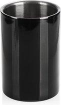 Flessenkoeler, champagnekoeler, ijsblokjeskoeler van roestvrij staal, wijnkoeler, dubbelwandige ijsblokjesemmer, zwarte buitenkant (1 stuk, flessenkoeler, zwart)