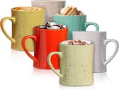Keramische vintage koffiekopjes, set van 6 kleurrijke koffiekopjes, retro keramische mokken, magnetron- en vaatwasmachinebestendig, praktische en decoratieve kopjes voor uw favoriete drankjes