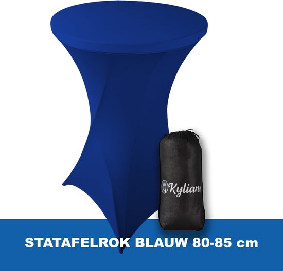 Statafelrok Blauw – ∅ 80-85 x 110 cm - Statafelhoes met Draagtas - Luxe Extra Dikke Stretch Sta Tafelrok voor Statafel – Kras- en Kreukvrije Hoes