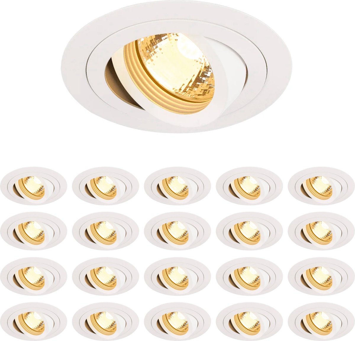 LongLife LED inbouwspots wit - Dimbaar warm wit licht - Spatwaterdicht - 20 stuks