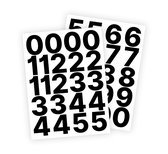 Cijfer stickers / Plaknummers - Stickervellen Set - Zwart - 5cm hoog - Geschikt voor binnen en buiten - Standaard lettertype - Glans