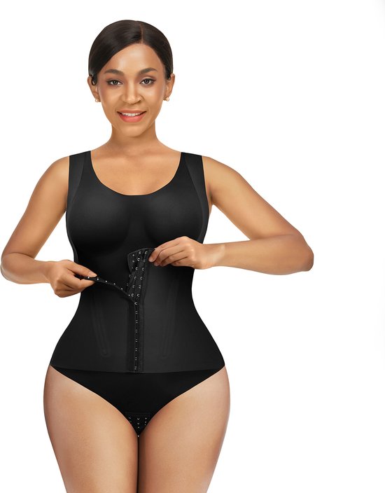 4-in-1 Waist Trainer Corset Shapewear - Buttoned Tummy Control High Waist with Padded Bra