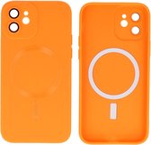 Hoesje Geschikt voor iPhone 12 - Back Cover - MagSafe Hoesje met Camera Beschermer - Oranje