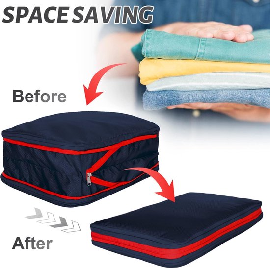 BillyBath Packing Cubes, kofferorganizer, kledingtassen, schoenentas, reisorganizer, verpakkingskubus, cosmetica, reisorganizer, paktassen voor koffer (8-delig, zwart BillyBath Packing Cubes, kofferorganizer, kledingtassen, schoenentas, reisorganizer, verpakkingskubus, cosmetica, reisorganizer, paktassen voor koffer (8-delig, zwart