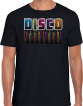 Bellatio Decorations disco verkleed t-shirt heren - jaren 80 feest outfit - disco muziek - zwart L