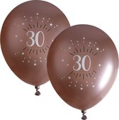 Santex verjaardag leeftijd ballonnen 30 jaar - 12x stuks - rosegoud - 30 cm - Feestartikelen