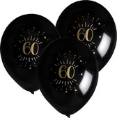 Santex verjaardag leeftijd ballonnen 60 jaar - 24x stuks - zwart/goud - 23 cm - Feestartikelen