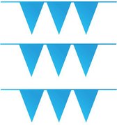 Vlaggenlijn - 3x - blauw - 10 meter - kunststof - slingers