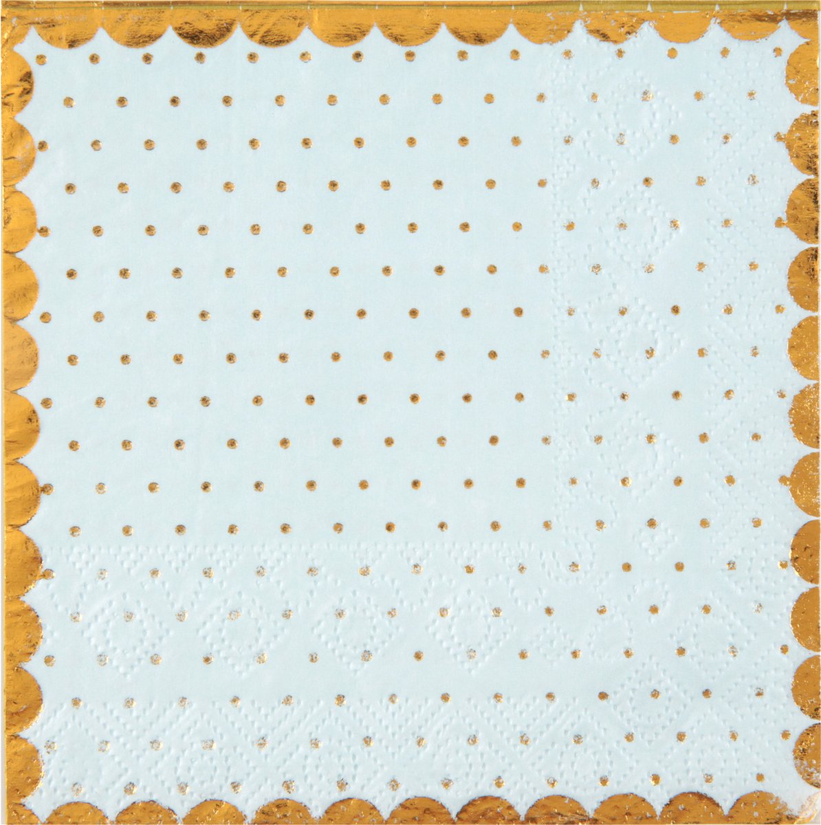 Santex feest servetten - stippen - 20x stuks - 25 x 25 cm - papier - blauw/goud