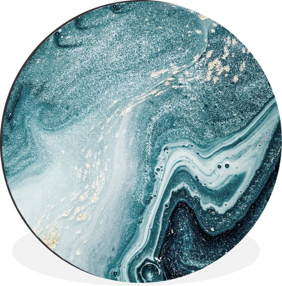 WallCircle - Wandcirkel - Muurcirkel - Edelstenen - Blauw - Natuur - Marmer - Abstract - Aluminium - Dibond - ⌀ 60 cm - Binnen en Buiten