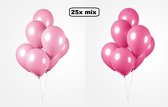 25x Ballon mix roze/pink 30cm - Barbie set - Festival feest party verjaardag landen helium lucht thema