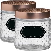 Voorraadpot/bewaarpot Blair - 4x - 500 ml - glas - koperen deksel - incl. etiketten