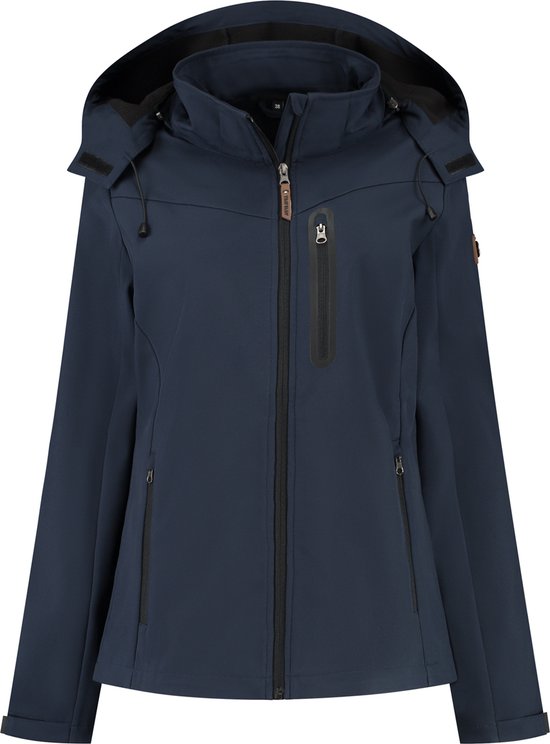 Travelin' Jack Hella Damesjas Softshell - Waterafstotend Winddicht Jack - Donkerblauw - Maat 44