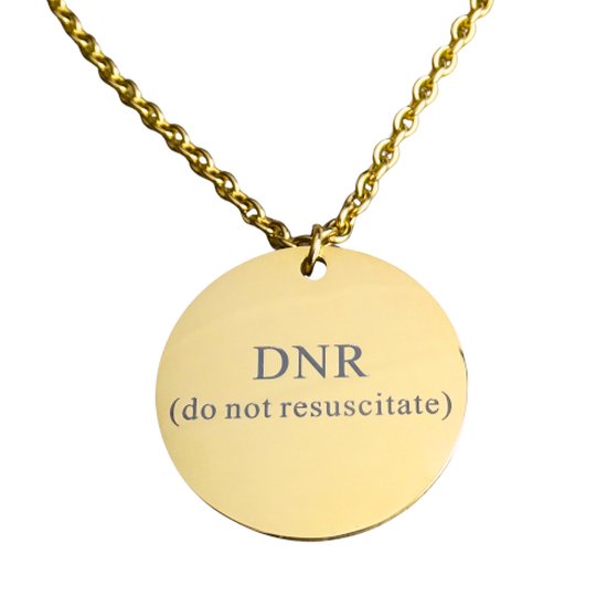 2 Love it DNR | do not resuscitate (niet reanimeren) - Ketting - RVS/Stainless steel - 70 cm + 5 cm verlenging - Goudkleurig