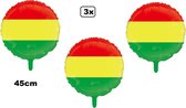 3x Folieballon rood/geel/groen (45 cm) - Carnaval - Thema feest verjaardag festival party fun folie ballon