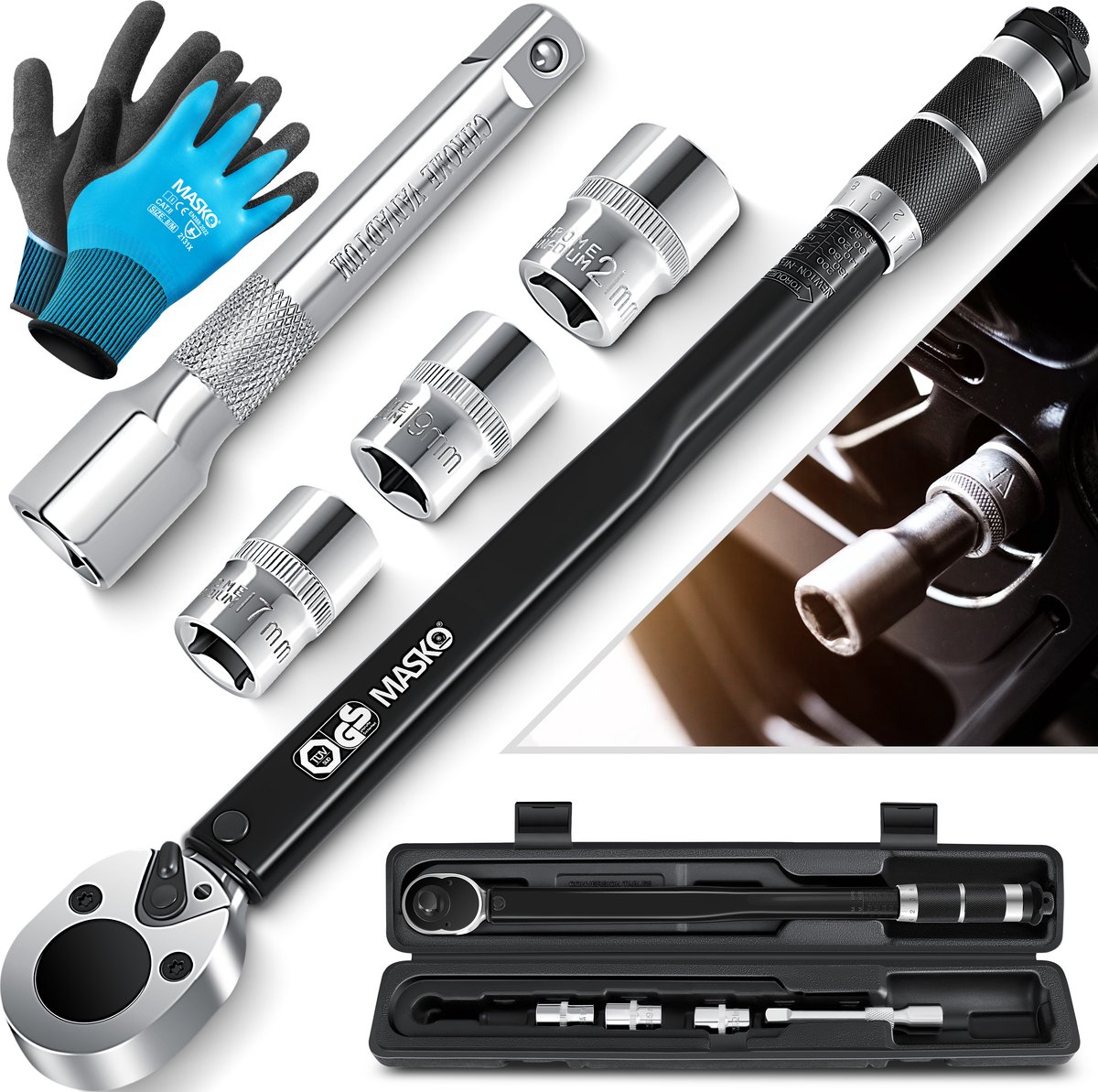 Sweetone 15 Pièces Clé Dynamométrique 1/4", 2-24Nm Clés Dynamométriques