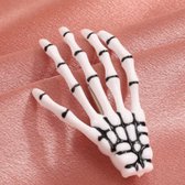 Helloween - haarspeld- hand skelet- 1 stuks - wit