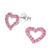 Amanto Kids Oorbellen Faiza Pink - 925 Zilver E-Coating - Hartje - 10x7mm