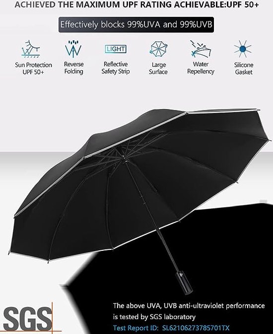 Paraplu Pro | UPF 50+ 99% UV-Bescherming, Reflecterende Veiligheidsstrip,  Stevig... | bol.com