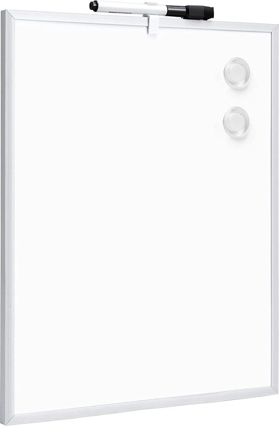 Whiteboard - Inclusief Marker Magneten en Montagestickers - 36 x 28 cm - Wit
