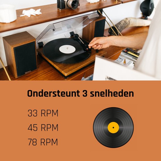 Lenco Platenspeler met Bluetooth - Twee externe Speakers - Auto-stop - LS-100WD - Hout — afbeelding 4