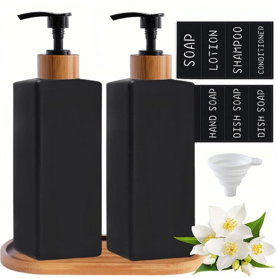 Distributeur de savon, noir mat, 350 ml, distributeur de savon, ensemble de  salle de... | bol.com