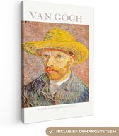 Canvas schilderij 90x140 cm - Wanddecoratie Van Gogh - Zelfportret - Schilderij - Geel - Muurdecoratie woonkamer - Slaapkamer decoratie - Kamer accessoires - Schilderijen