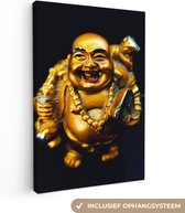 Canvasdoek - Foto op canvas - Woonkamer decoratie - Buddha - Goud - Religie - Boeddha beeld - Luxe - 40x60 cm