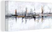 Canvas - Olieverf - Abstract - Architectuur - Grijs - Schilderijen op canvas - 40x20 cm - Muurdecoratie - Interieur