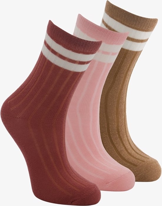 3 paar middellange kinder sokken - Roze