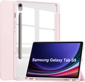 Case2go - Tablet hoes geschikt voor Samsung Galaxy Tab S9/S9 FE (2023) - Acrylic Trifold case met Auto/Wake functie en Magneetsluiting - Roze