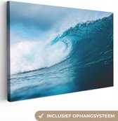 Canvas Schilderij Zee - Golf - Surfen - 90x60 cm - Wanddecoratie