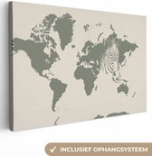 Canvas Wereldkaart - 30x20 - Wanddecoratie Wereldkaart - Dieren - Zebra