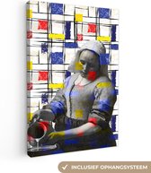 Peintures sur toile Melkmeisje - Mondrian - Collage - 60x90 cm - Décoration murale