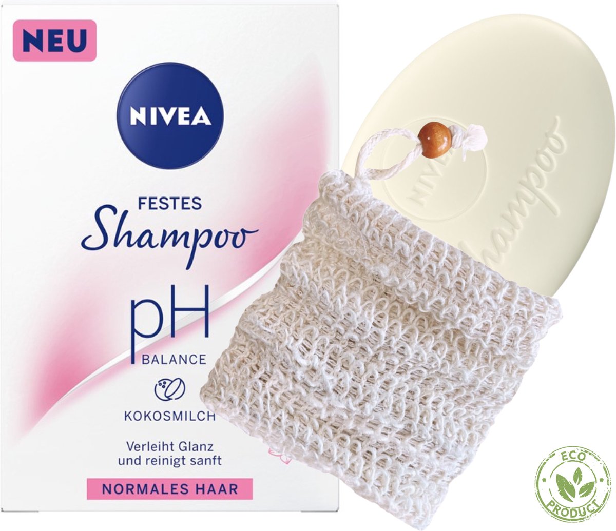 Nivea Shampoo Bar voor Normaal Haar | Met Biokatoen Waszakje | Duurzaam en Biologisch