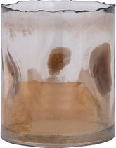 PTMD Windlicht Alyson - 12x12x15 cm - Glas - Bruin