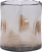 PTMD Windlicht Alyson - 10x10x11 cm - Glas - Bruin