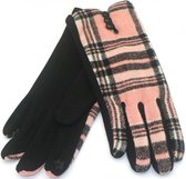 Handschoenen Geruit - Dames - One Size - Touchscreen Tip - Roze