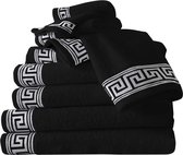 Extra grote badhanddoek 500 gsm 2-pack ringgesponnen katoenen handdoek voor badkamer Zeer absorberende wasbare Griekse handdoeken - Zwart - 80 cm x 170 cm