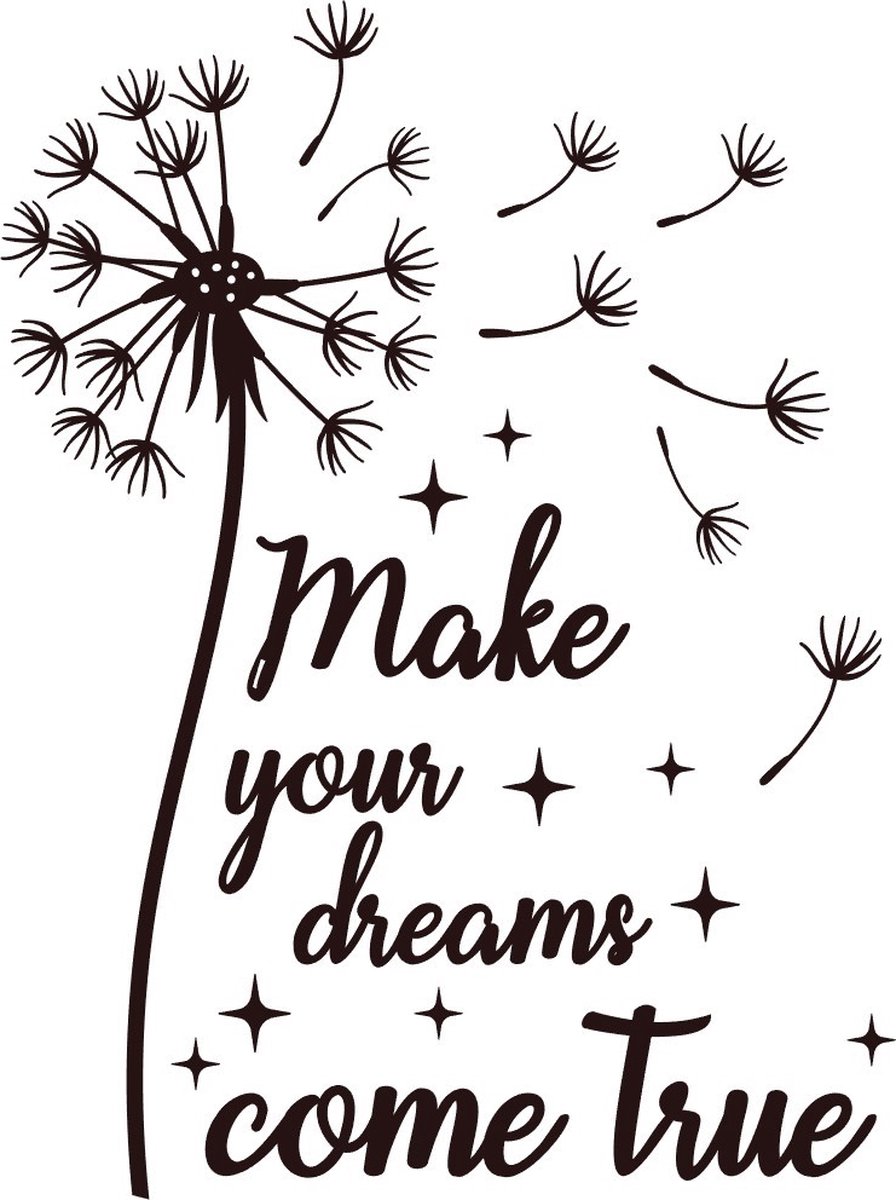 Muur - raam sticker make your dreams come true - wall art -