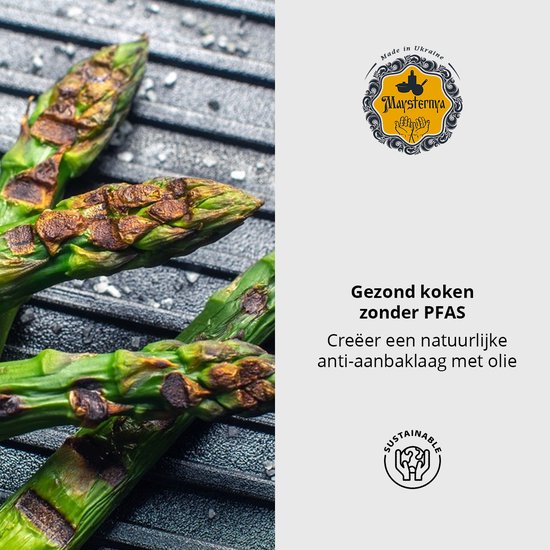 MAYSTERNYA Grillpan Gietijzer - 28 x 28 x 4 cm - Geschikt Voor Inductie - Steakpan - Grillen - Bakken - BBQ Accessoires - Grillplaat - Barbecue - Gietijzer - Pannenset - Barbecue Cadeau - Cadeau - Cadeaupakket - Mat Zwart