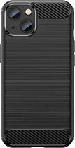 Mobiq - Hybrid Carbon Look iPhone 15 Plus Hoesje TPU - zwart