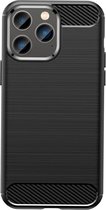Mobiq - Hybrid Carbon Look iPhone 15 Pro Max Hoesje TPU - zwart