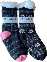 Sukats® Huissokken - Homesocks - 2 Paar - Maat 36-41 - Mix A - Antislip Sokken - Fluffy Sokken - Dames Huissokken - Slofsokken - Variant 1 - Meerdere Maten en Varianten - Kerstsokken