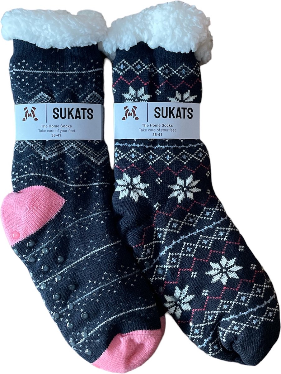 Sukats® Huissokken - Homesocks - 2 Paar - Maat 36-41 - Mix A - Anti-Slip - Fluffy Sokken - Huissokken Dames - Slofsokken - Variant 1 - Meerdere Maten en Varianten