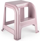 Forte Plastics Keukenkrukje/opstapje - met 2 treden - roze - kunststof - 43 x 43 x 46 cm