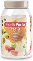 Pot/pot de conservation Forte Plastics - 750 ml - plastique - beige - L9 x H15 cm