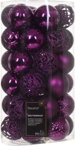 Boules de Noël Decoris - 37x - 6 cm - plastique - violet