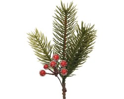 Decoris kersttak/dennentak - groen met bessen - 21.5 cm